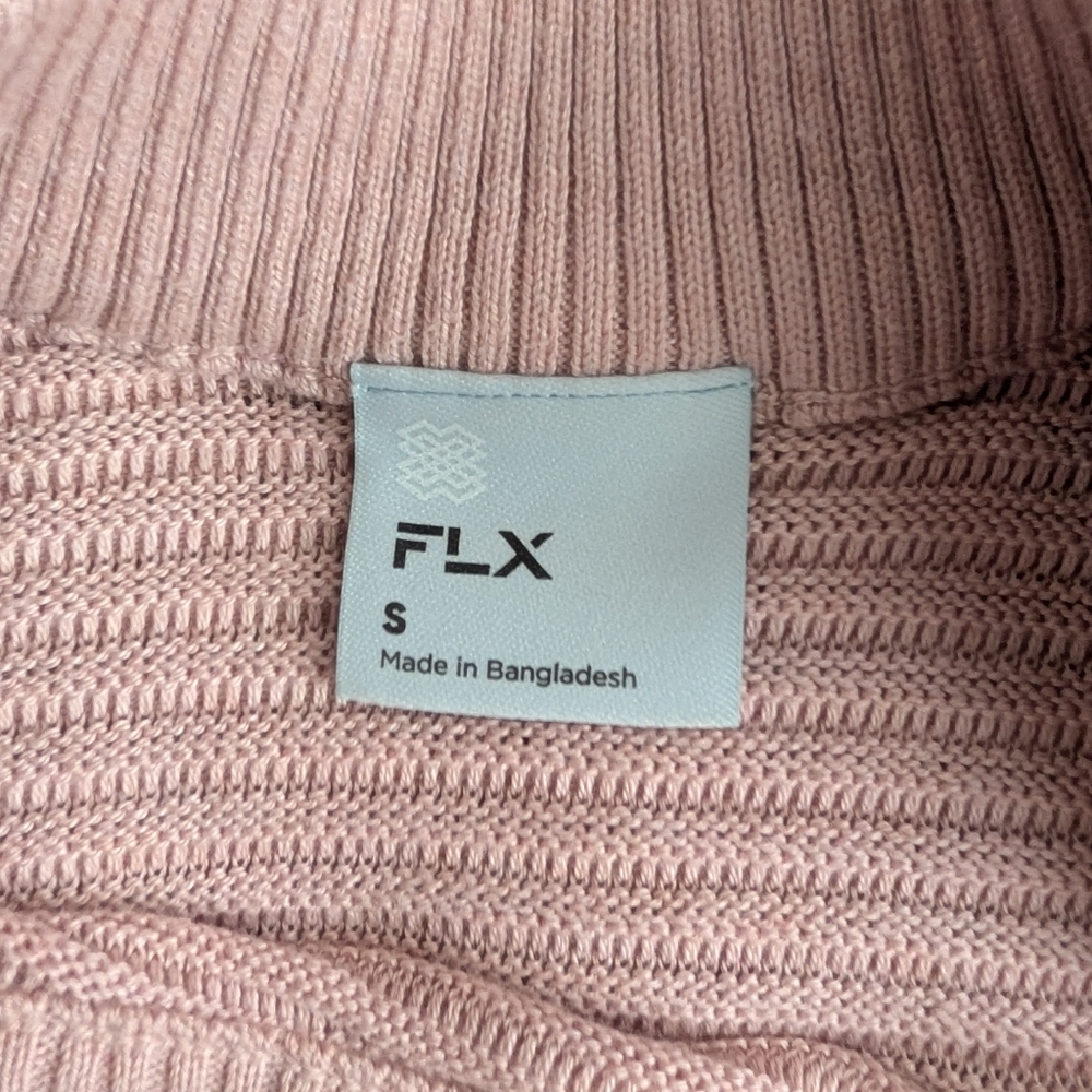 FLX performance ribbed sweater. Zipper arms. Light pinky-purple. Size small - Picture 3 of 4